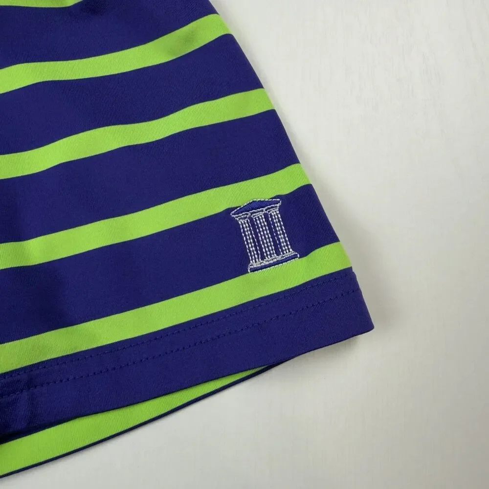 Ralph Lauren RLX White Columns Golf Club Mens L Neon Green Royal Blue Stretch